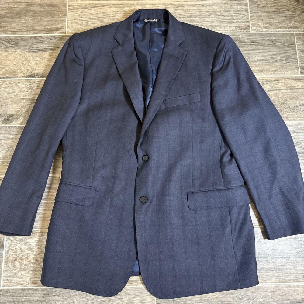 G Manzoni Mens‎ Italian Blue Wool Sports Coat Blazer Jacket Sz 44